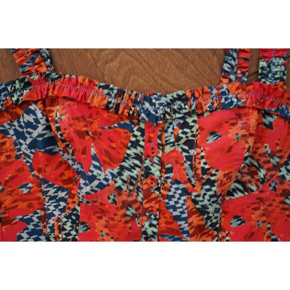 Ulla Johnson Crop Top Womens 12 Multi Alexandra Flamingo Printed Button Detail - Picture 8 of 12